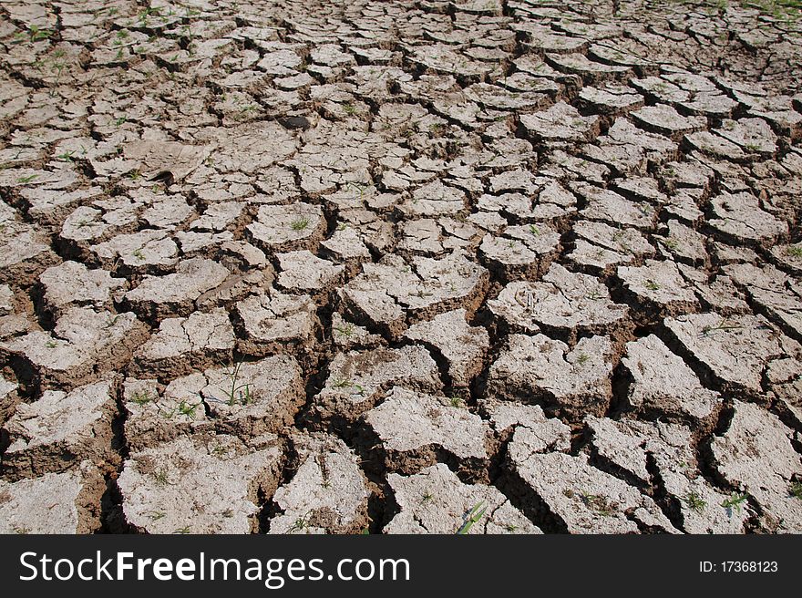 Dry and crack of land, cause sunshine. Dry and crack of land, cause sunshine