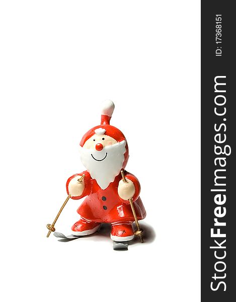 A decorative miniature of a skiing Santa Claus. A decorative miniature of a skiing Santa Claus.