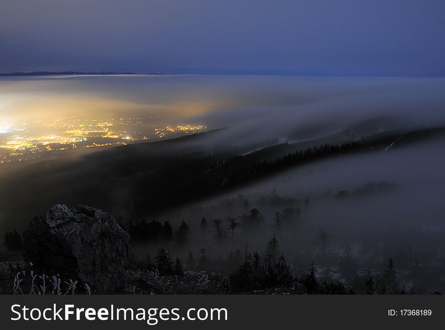 Liberec in the early morning mist. Liberec in the early morning mist