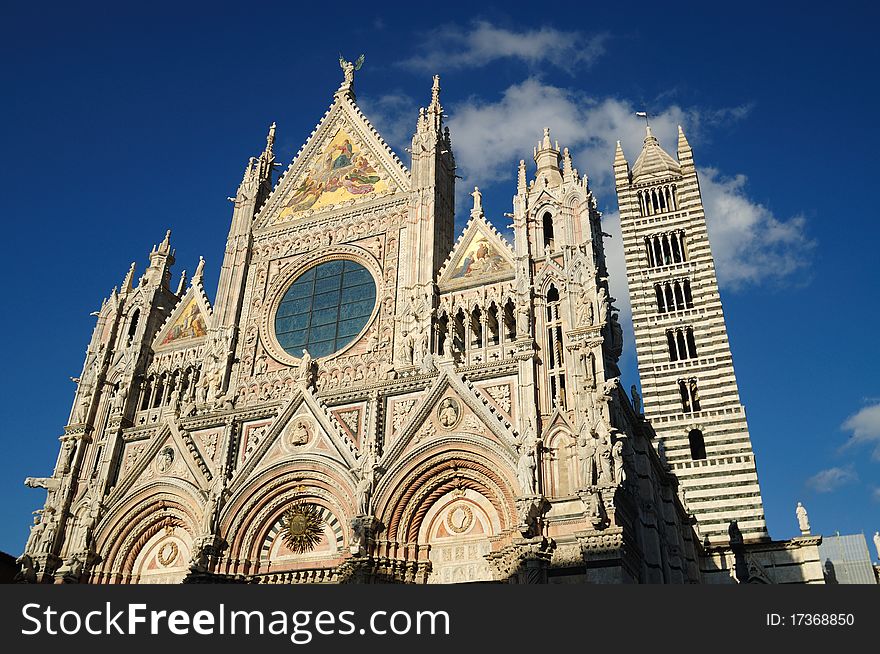 The Cathedral of Siena is one of the most beautiful example of Gothic architecture in Italy. The Cathedral of Siena is one of the most beautiful example of Gothic architecture in Italy