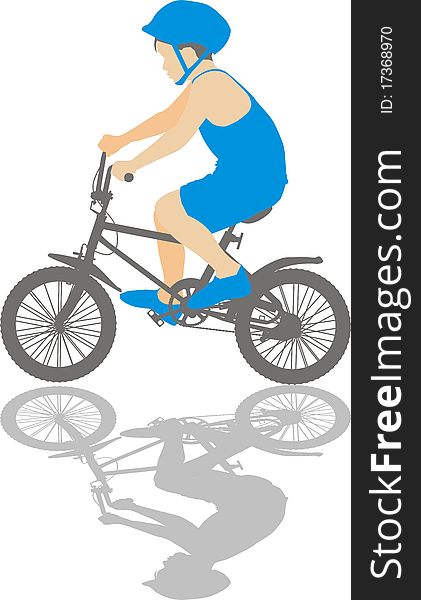 Color illustration, the child on a mountain bicycle. Color illustration, the child on a mountain bicycle