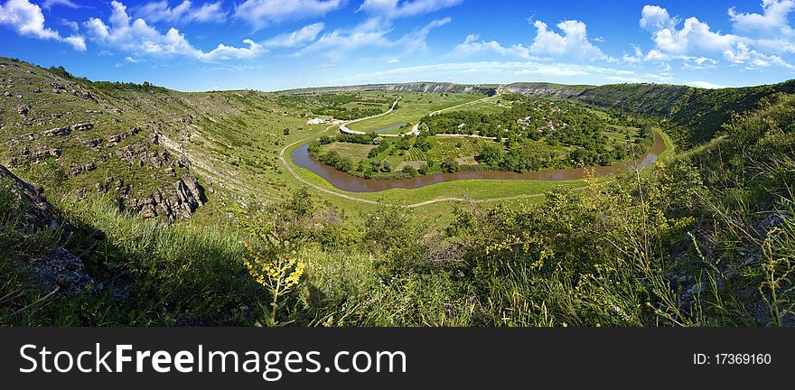 Beautiful panorama of Moldova Old Orhei river, hill. Beautiful panorama of Moldova Old Orhei river, hill