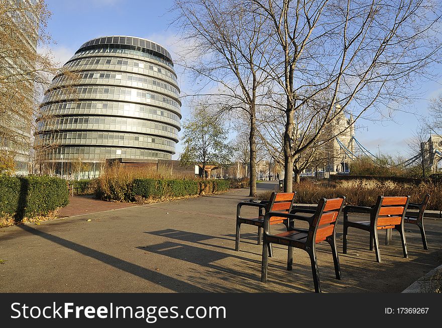 The London City Hall building from Norman Foster in the headquarters of the Greater London Authority