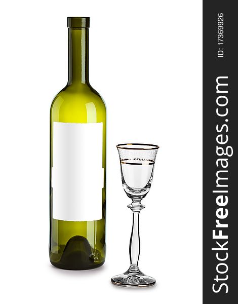 Empty wine bottle and glass