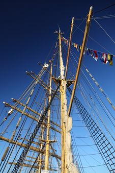 Ship Tackles, Rigging On A Old Frigate Stock Photography Ship Tackles, Rigging On A Old Frigate Stock Photography