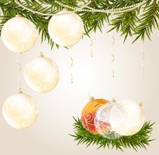 Gold, Red End Transparent Christmas Ball Royalty Free Stock Photography
