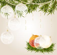Gold End White Transparent Christmas Ball Royalty Free Stock Photography