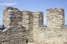 Merlons Of An Old Fortress Tower Royalty Free Stock Photography