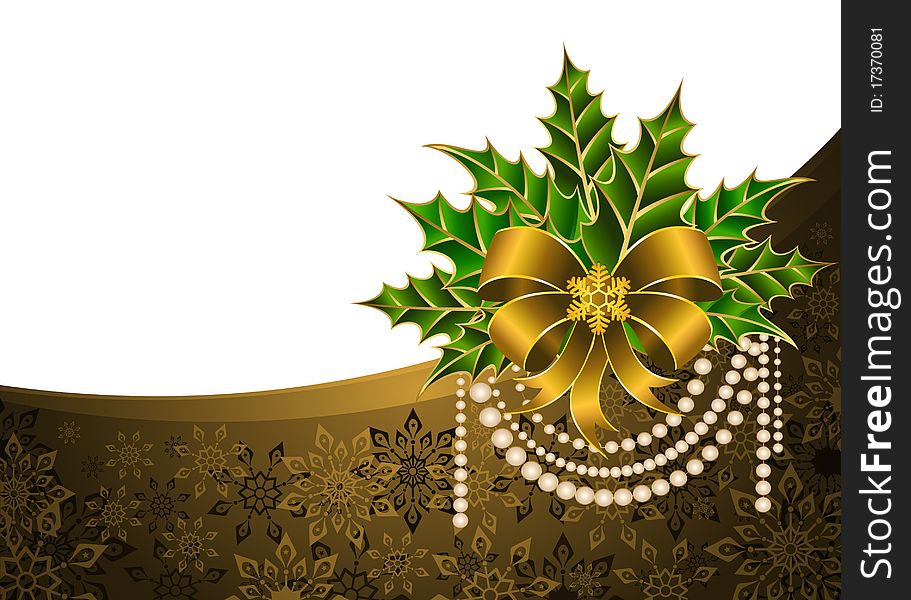 Christmas golden bow on a background