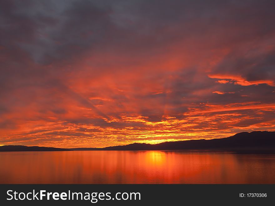 Romantic sunset over sea for wallpaper