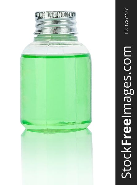 Transparent Plastical Bottle With Green Liquid