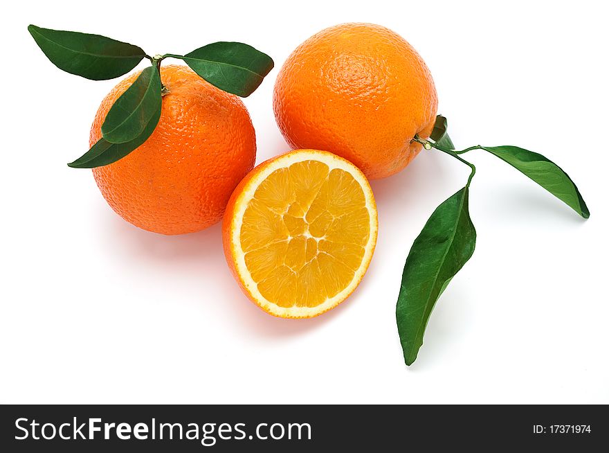 Oranges isolated on a white background with a clipping path.