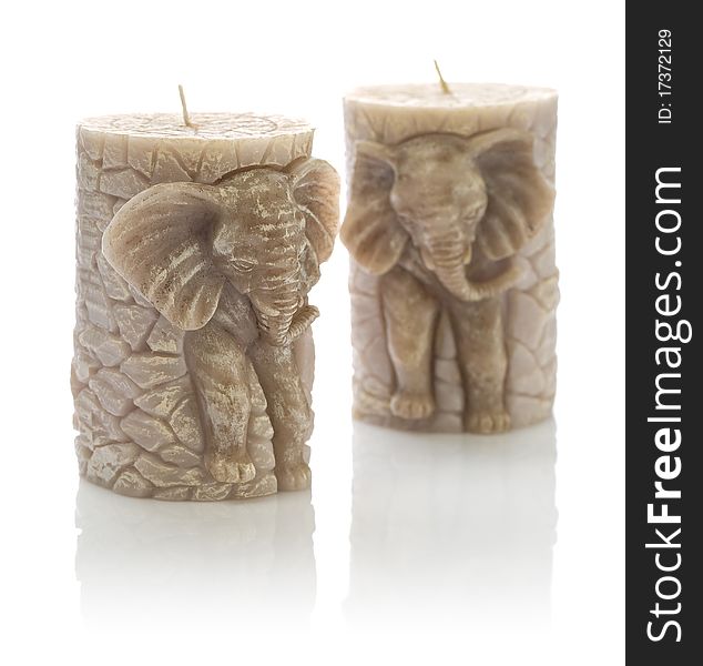 Two Candles On The Form Of Elefant