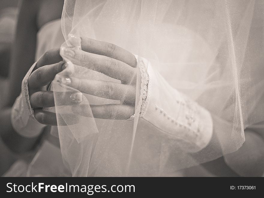 Wedding. Hands Of The Bride Close Up.