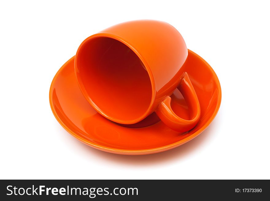 Coffee cup and saucer on a white background