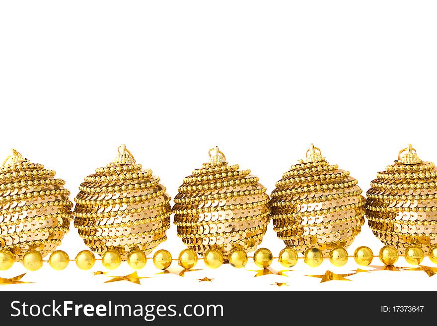 Christmas decorations on white background