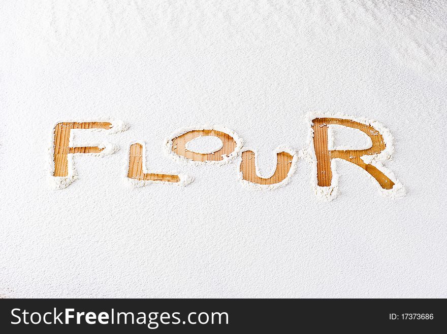 Flour background with flour word