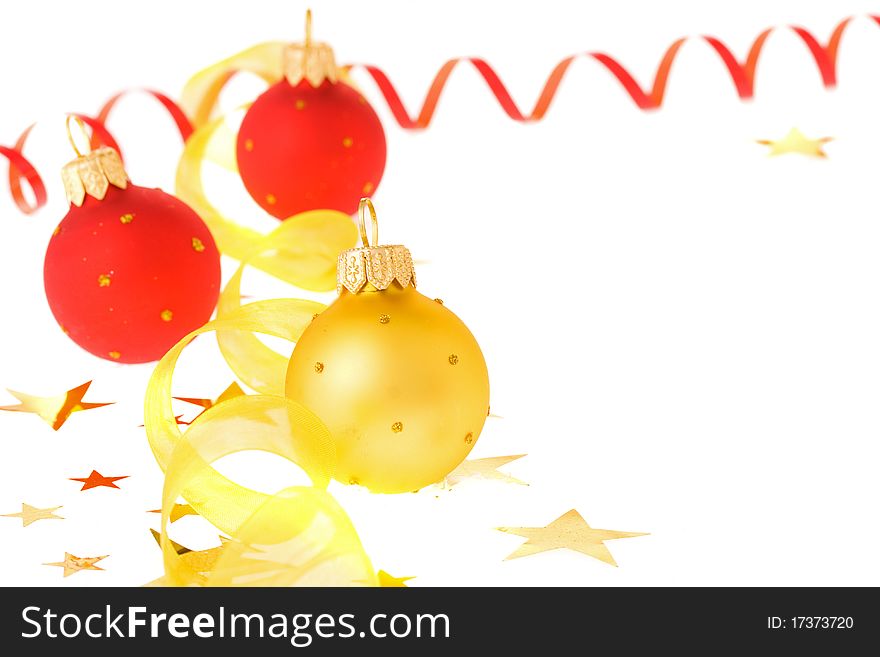 Christmas decorations isolated on white background