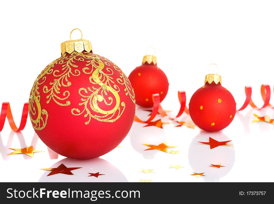 Christmas decorations isolated on white background