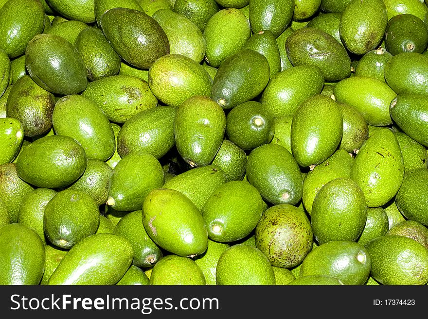 Avocado pears on a fruit and vegetable market