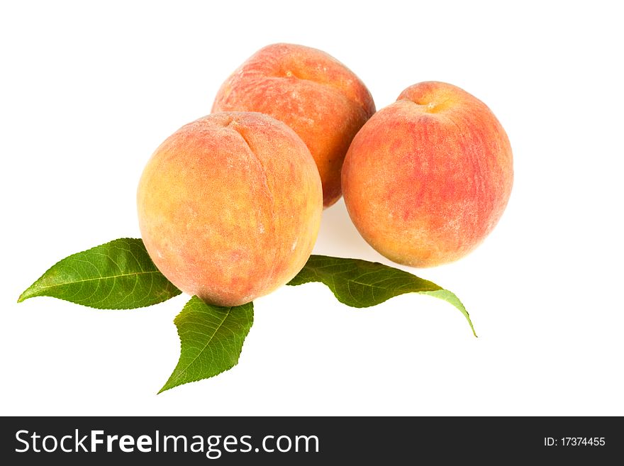 Peaches isolated on the white background