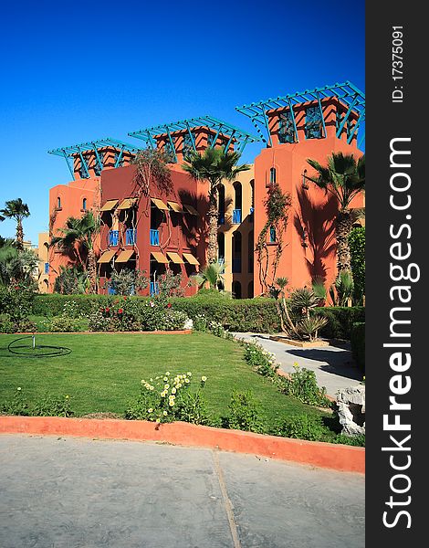 Beautiful view to El Gouna architecture. Egypt