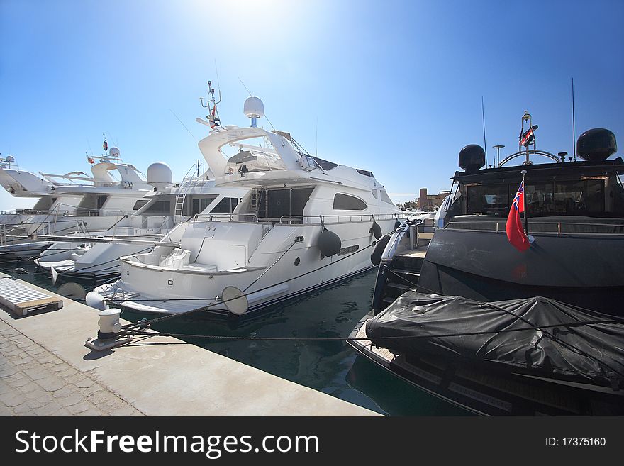 Luxury yachts at El Gouna, Egypt, on the Red Sea.