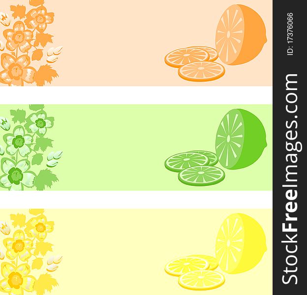 Lemon in three colour variations. A illustration