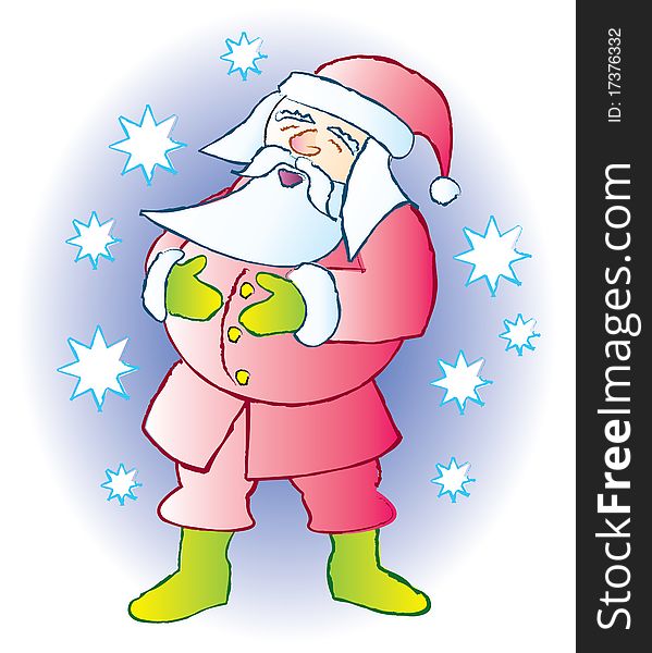 A stylized cartoon of a jolly Santa Claus laughing. A stylized cartoon of a jolly Santa Claus laughing.