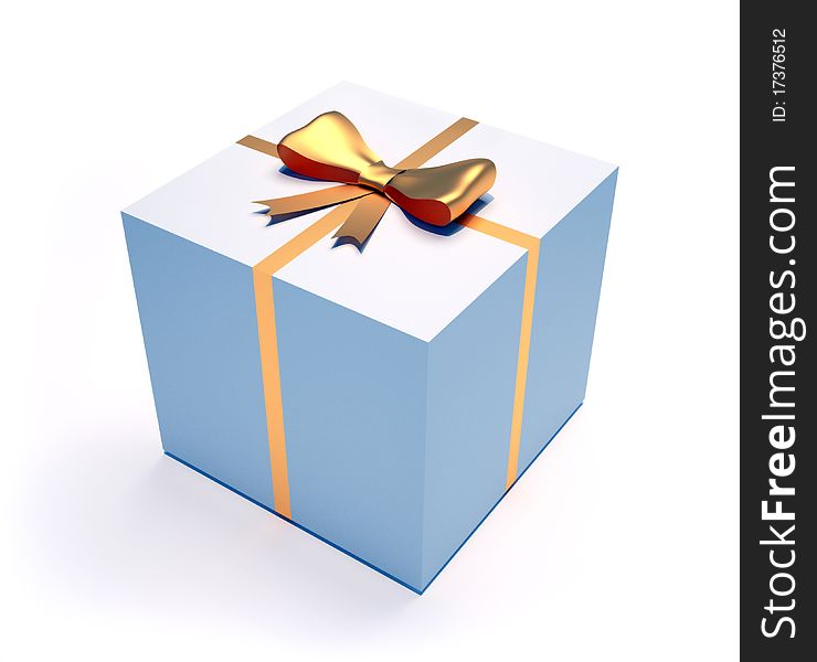Box with ribbon - this is a 3d render illustration. Box with ribbon - this is a 3d render illustration