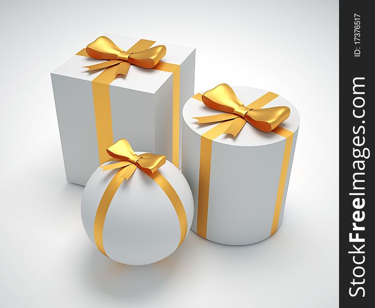 Boxes with ribbon - this is a 3d render illustration. Boxes with ribbon - this is a 3d render illustration