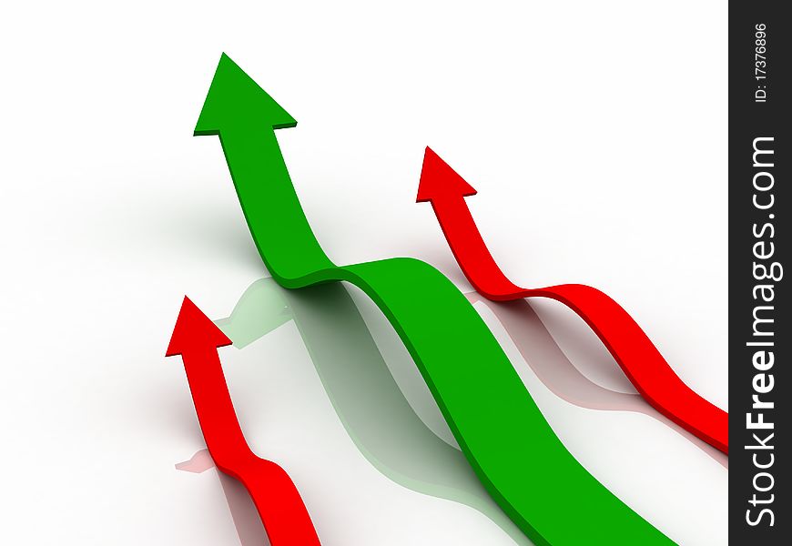 Digital illustration of Business Graph in 3d on white background