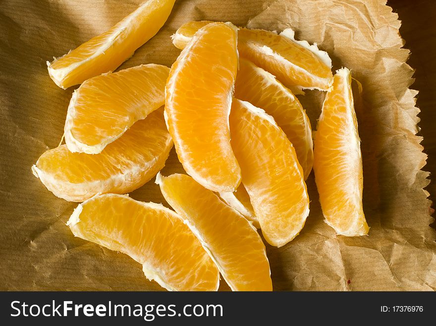 Freshly peeled organic orange