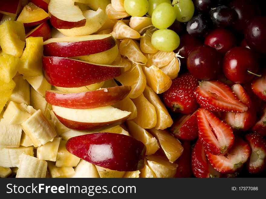 Fresh organic mixed fruitsalad with various fruits. Fresh organic mixed fruitsalad with various fruits