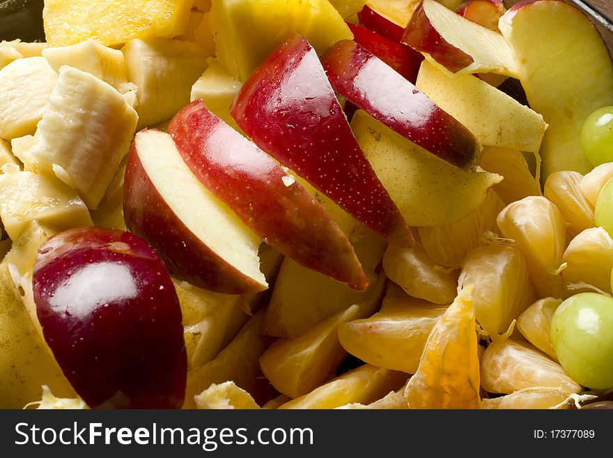 Fresh organic mixed fruitsalad with various fruits