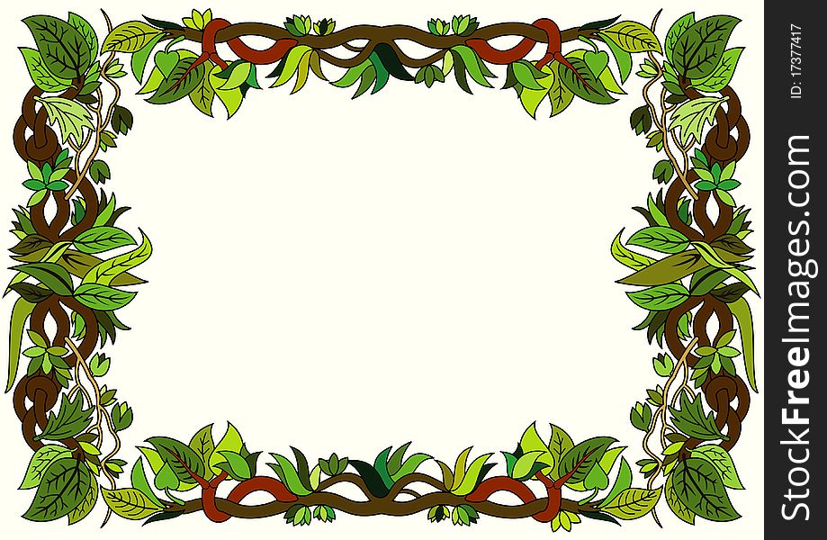 Illustration of floral frame with leaves