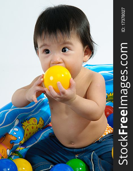 Kid playing toy during shooting. Kid playing toy during shooting