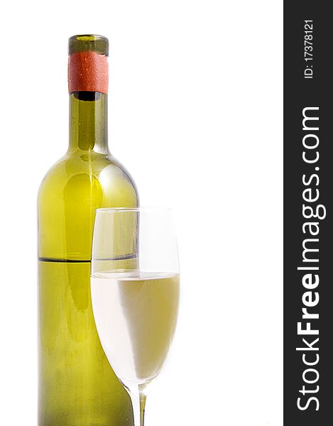 White Wine Bottle With Glass