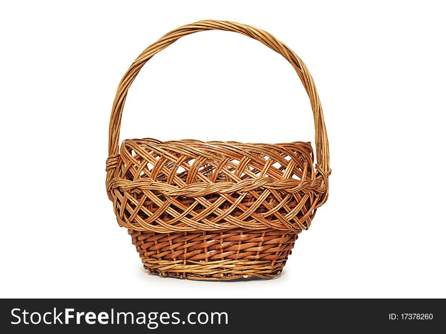 Basket made of twigs on a white background.