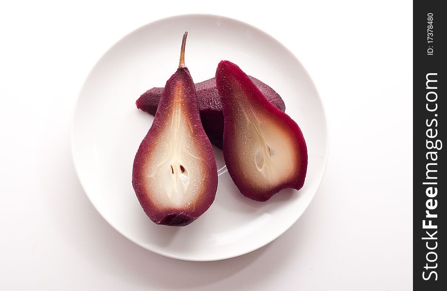 Pears in red wine