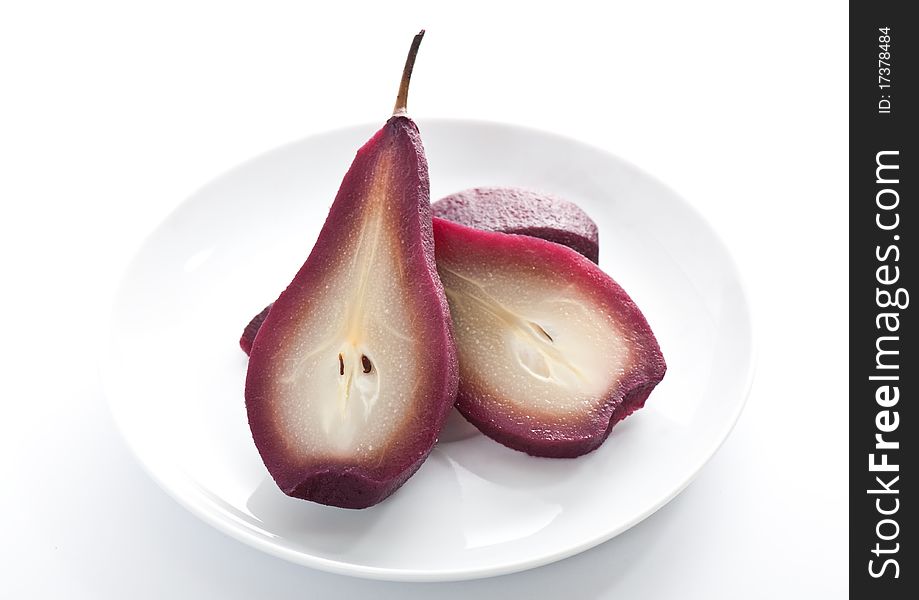 Delicious dessert - pears in red wine