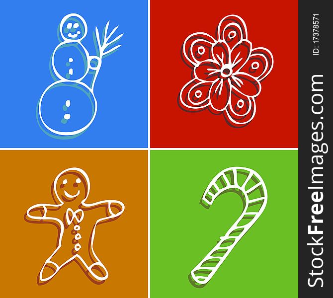 vector set of christmas decorative design