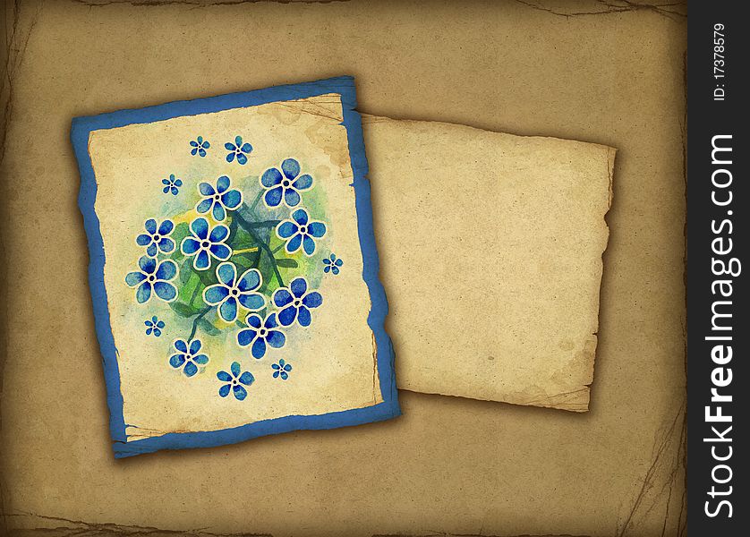 Old Card With Blue Flowers