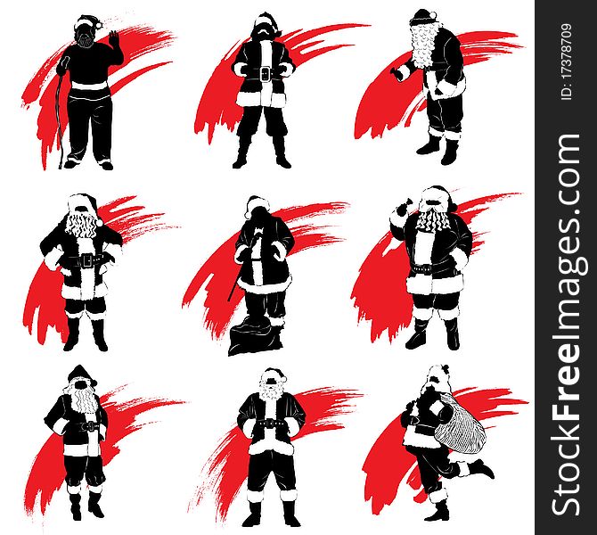 vector set of santa claus background