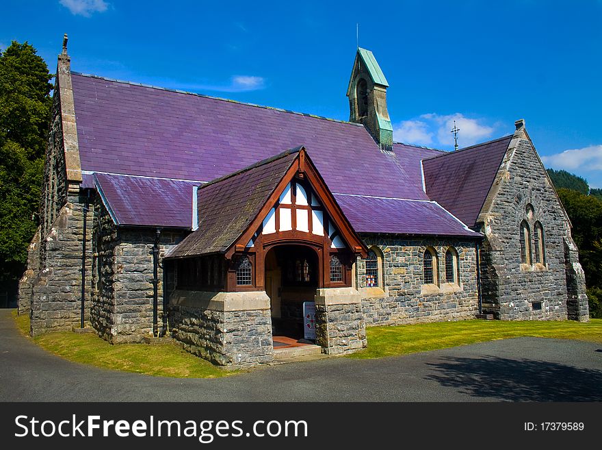 Close up St Wddyns church in mid wales