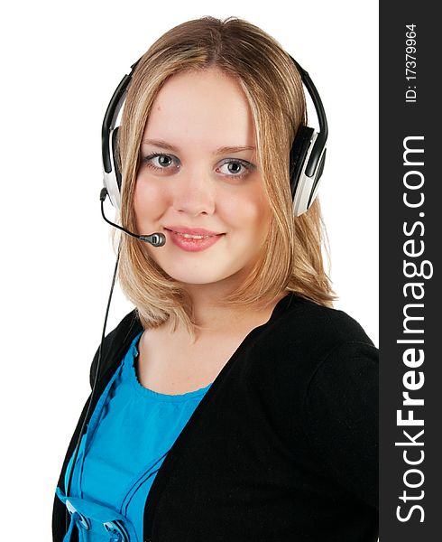 Woman With Headphones And Microphone