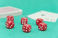 Dice And Cards At A Casino Royalty Free Stock Image Dice And Cards At A Casino Royalty Free Stock Image