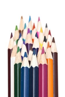 Closeup Stack Of Colored Pencils Stock Photo