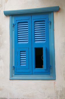 Unusual Blue Window Shutters Stock Photos Unusual Blue Window Shutters Stock Photos