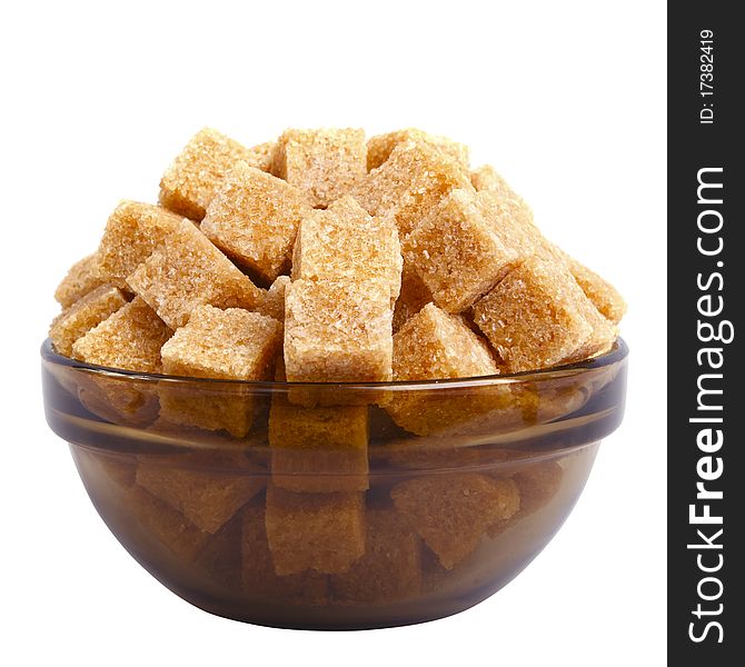 Sugar cubes in the bowl on white background. Sugar cubes in the bowl on white background